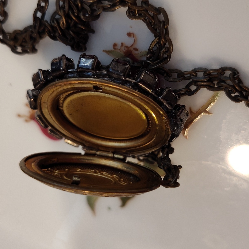 Vintage Look Berry Image Garden Girl Cottage Core, Locket Brass Chain - Picture 4 of 4